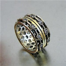 Load image into Gallery viewer, Hadar Designers Swivel 9k Yellow Gold 925 Silver Zircon Ring 6.5 only (SN)SALE
