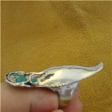 Load image into Gallery viewer, Hadar Designers Turquoise Ring 925 Sterling Silver size 7, 7.5 Handmade (H 105)Y