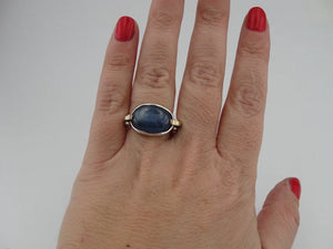 Hadar Designers blue kyanite ring 9k yellow gold sterling silver 6,7,8,9 (ms)