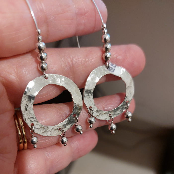 Hadar Designers large  hoop earrings 925 sterling silver handmade art () last