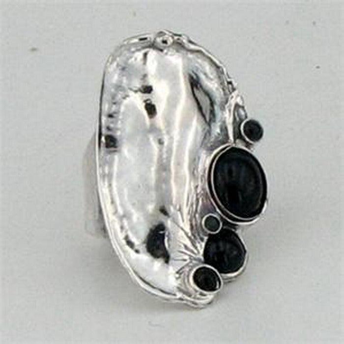 Black Onyx Ring 925 Sterling Silver sz 7,8,9,10 Handmade Hadar Designers (H 1544