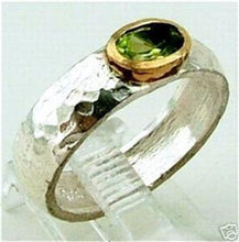 Load image into Gallery viewer, Hadar Designers 9k yellow Gold Silver Tourmaline Ring 5,6,7,8,9 Handmade (I r73