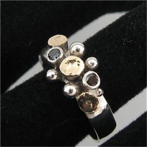 Hadar Designers Handmade 9k Gold 925 Silver Black Diamond Ring 6,7,8,9 (I r404)