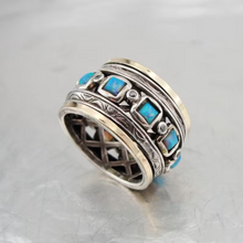 Load image into Gallery viewer, Hadar Designers Opal Ring Swivel 9k Gold Sterling Silver 6,7,8,9 Handmade (sn)