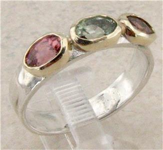 Pink Tourmaline Ring Hadar Designers 9k Gold  6,7,8,9 Sterling Silver (I r309)