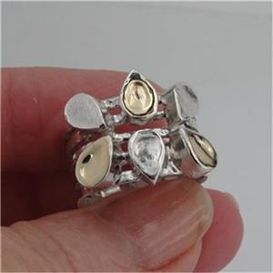 Hadar Designers Handmade 9k Yellow Gold 925 Sterling Silver Ring 6,7,8,9 (I r449