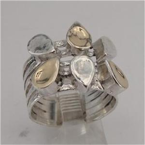 Hadar Designers Handmade 9k Yellow Gold 925 Sterling Silver Ring 6,7,8,9 (I r449
