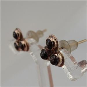 Hadar Designers Handmade Sweet Art 9k Rose Gold Garnet Stud Earrings (I e117)