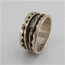 Load image into Gallery viewer, Hadar Designers Swivel 9k Yellow Gold 925 Silver Ring 7.5 ,8 Handmade (I r006) y