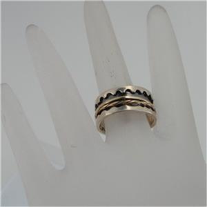 Hadar Designers Swivel 9k Yellow Gold 925 Silver Ring 7.5 ,8 Handmade (I r006) y
