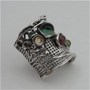 Hadar Designers Tourmaline Ring  6,7,8,9,10 Handmade 925 Sterling Silver (H 144)