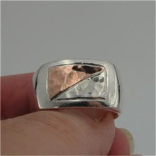 Load image into Gallery viewer, Hadar Designers  9k Rose Gold Ring size 8.5 Handmade Square 925 Silver (H) SALE