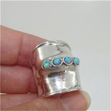 Load image into Gallery viewer, Hadar Designers Handmade 925 Sterling Silver Blue Opal Wide Ring 6,6.5,7,7.5 (pY