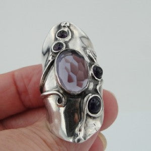 Hadar Designers Handmade Sterling Silver Purple Amethyst Ring 7,8,9,10 (H 174