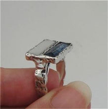 Load image into Gallery viewer, Hadar Designers Sterling Silver Blue Topaz MoP Ring 6,7,8,9 Handmade (as 024)8y
