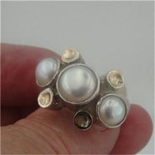 Load image into Gallery viewer, Hadar Designers 9k Yellow Gold Sterling Silver Pearl Ring 7,8,9,10 (I r390)