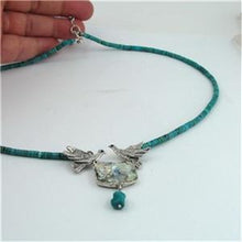 Load image into Gallery viewer, Hadar Designer Handmade Sterling Silver Roman Glass Turquoise Bird Necklace (AS