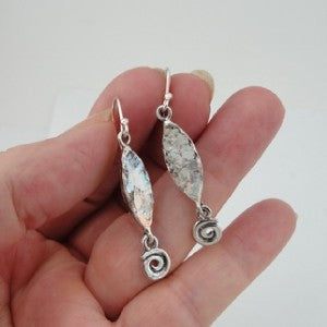 Hadar Designers Handmade 925 Sterling Silver Antique Roman Glass Earrings (as) 
