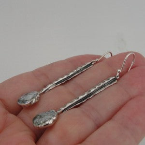 Hadar Designers Israel Handmade 925 Sterling Silver Roman Glass Earrings (as 243