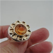 Load image into Gallery viewer, Hadar Designers 9k Yellow Gold Handmade Sterling Silver Amber Ring 7.5, 8 (H) Y