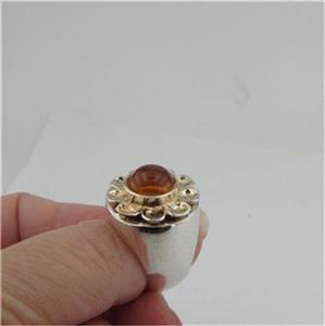 Hadar Designers 9k Yellow Gold Handmade Sterling Silver Amber Ring 7.5, 8 (H) Y