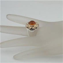 Load image into Gallery viewer, Hadar Designers 9k Yellow Gold Handmade Sterling Silver Amber Ring 7.5, 8 (H) Y