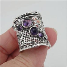 Load image into Gallery viewer, Hadar Designers 925 Sterling Silver Amethyst Ring Handmade sz 6,7,8,9,10 (H 144)