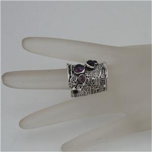 Hadar Designers 925 Sterling Silver Amethyst Ring Handmade sz 6,7,8,9,10 (H 144)