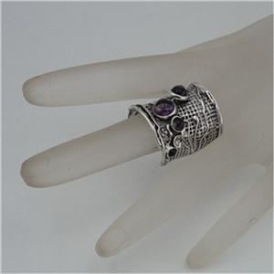 Hadar Designers 925 Sterling Silver Amethyst Ring Handmade sz 6,7,8,9,10 (H 144)