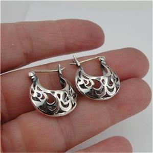 Hadar Designers 925 Sterling Silver Hoop Earrings filigree Charming (sp) SALE