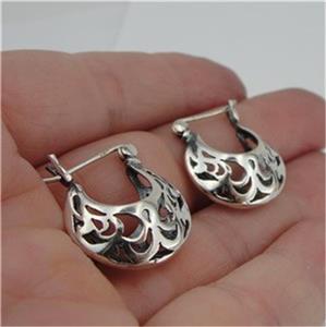 Hadar Designers 925 Sterling Silver Hoop Earrings filigree Charming (sp) SALE