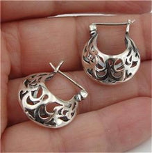 Load image into Gallery viewer, Hadar Designers 925 Sterling Silver Hoop Earrings filigree Charming (sp) SALE