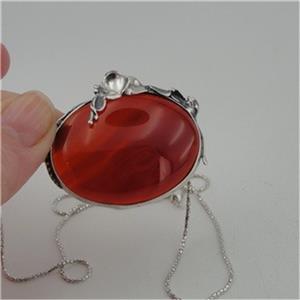 Hadar Designers 625 Sterling Silver Carnelian Pendant Handmade Large Unique (H)Y