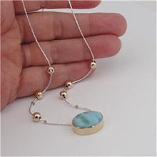 Load image into Gallery viewer, Hadar Designers 9k Yellow Gold Sterling Silver Blue Larimar Pendant (I n295)Y