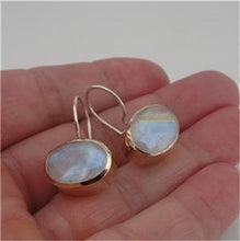 Load image into Gallery viewer, Hadar Designers Handmade Sterling Silver 9k Yellow Gold Moonstone Earrings(I e36