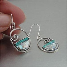 Load image into Gallery viewer, Hadar Designers 925 Sterling Silver Roman Glass Turquoise Earrings Handmade (as