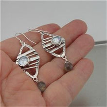 Load image into Gallery viewer, Hadar Designer Handmade 925 Sterling Silver Roman Glass Labradorite Earrings (as