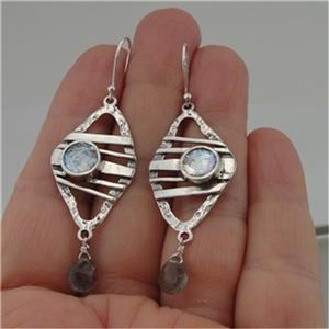 Hadar Designer Handmade 925 Sterling Silver Roman Glass Labradorite Earrings (as
