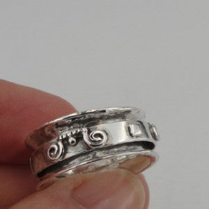 Hadar Designers Handmade Spinner Swivel Sterling Silver Ring sz 6.5, 7 (H) SALE