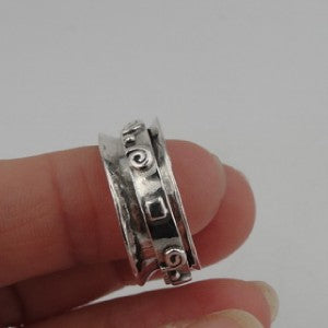 Hadar Designers Handmade Spinner Swivel Sterling Silver Ring sz 6.5, 7 (H) SALE