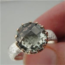 Load image into Gallery viewer, Hadar Designers 9k Gold 925 Silver Green Amethyst Filigree Ring 6,7,8,9, (I r343