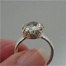 Load image into Gallery viewer, Hadar Designers 9k Gold 925 Silver Green Amethyst Filigree Ring 6,7,8,9, (I r343