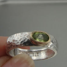 Load image into Gallery viewer, Hadar Designers Peridot Ring 6,7,8,9 Handmade 9k Yellow Gold 925 Silver (I r73y