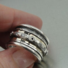 Load image into Gallery viewer, Hadar Designers Handmade 9k Yellow Gold Silver CZ Swivel Ring 6,7,8,9,10 (I r551