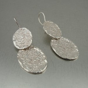 Hadar Designers 925 Sterling Silver Earrings NEW Handmade Dangle Rustic (I e597)