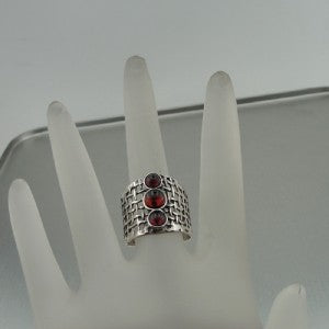 Hadar Designers Handmade 925 Sterling Silver Red Garnet Ring 6,7,7.5,8,9 (H 142Y