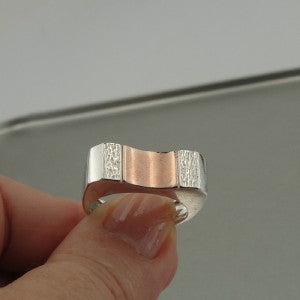 Hadar Designers 9K Rose Gold Sterling Silver Ring size 7,8.5,9 Handmade (dk)SALE