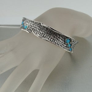 Hadar Designers Israel Handcrafted Artistic Solid Silver Fab Opal Bracelet (H) Y