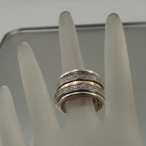 Hadar Designers 9k Rose Gold Sterling Silver CZ Swivel Ring 6,7,8,9,10 (I R515)Y