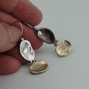 Hadar Designers Handmade 9k Yellow Gold 925 Sterling Silver Earrings (I e452) 